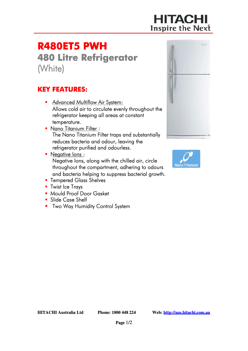 Image de la première page du manuel de l'appareil R-480ET5