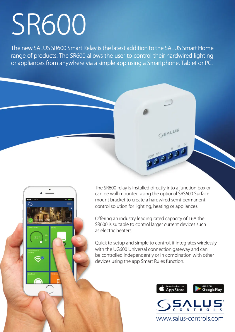 Page 1 de la notice Fiche technique Salus SR600