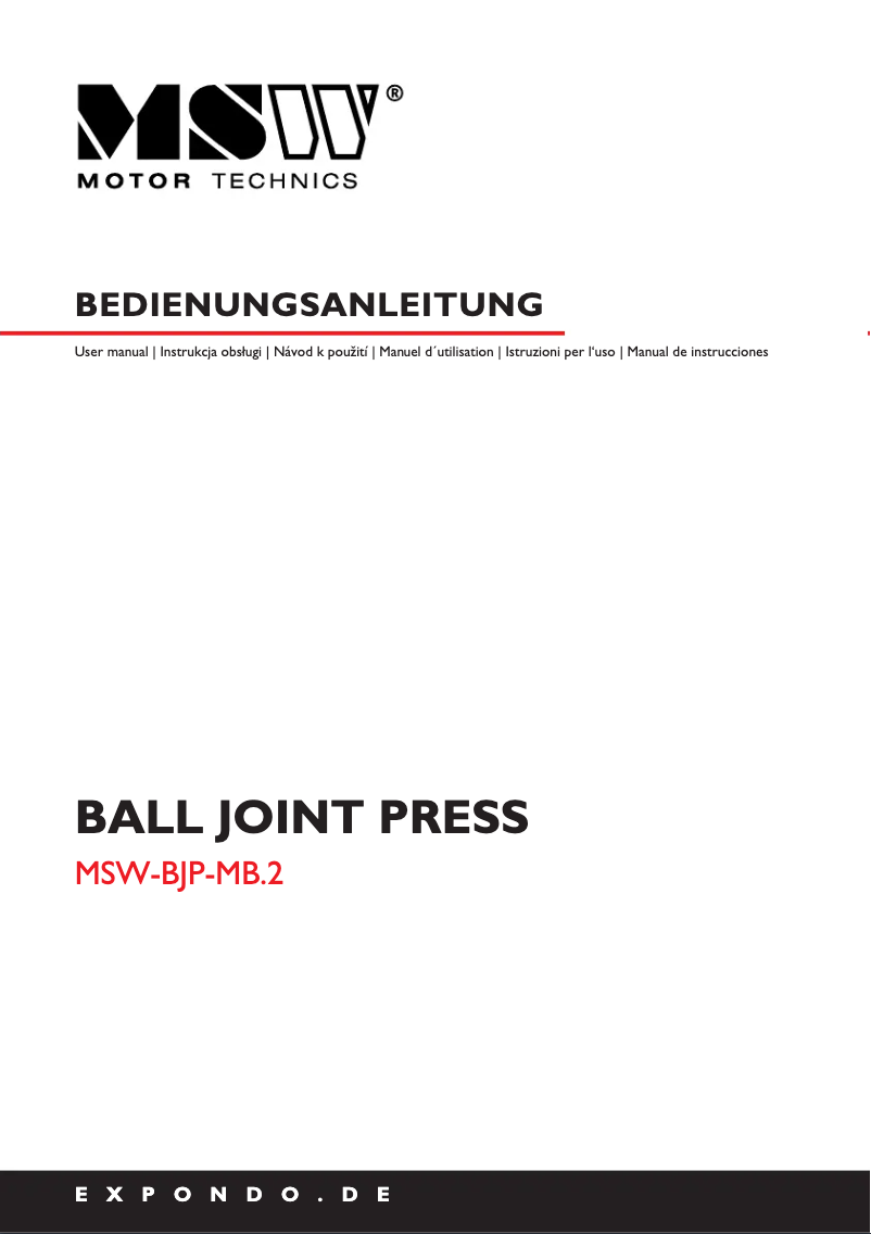 Page 1 de la notice Manuel utilisateur MSW MSW-BJP-MB.2