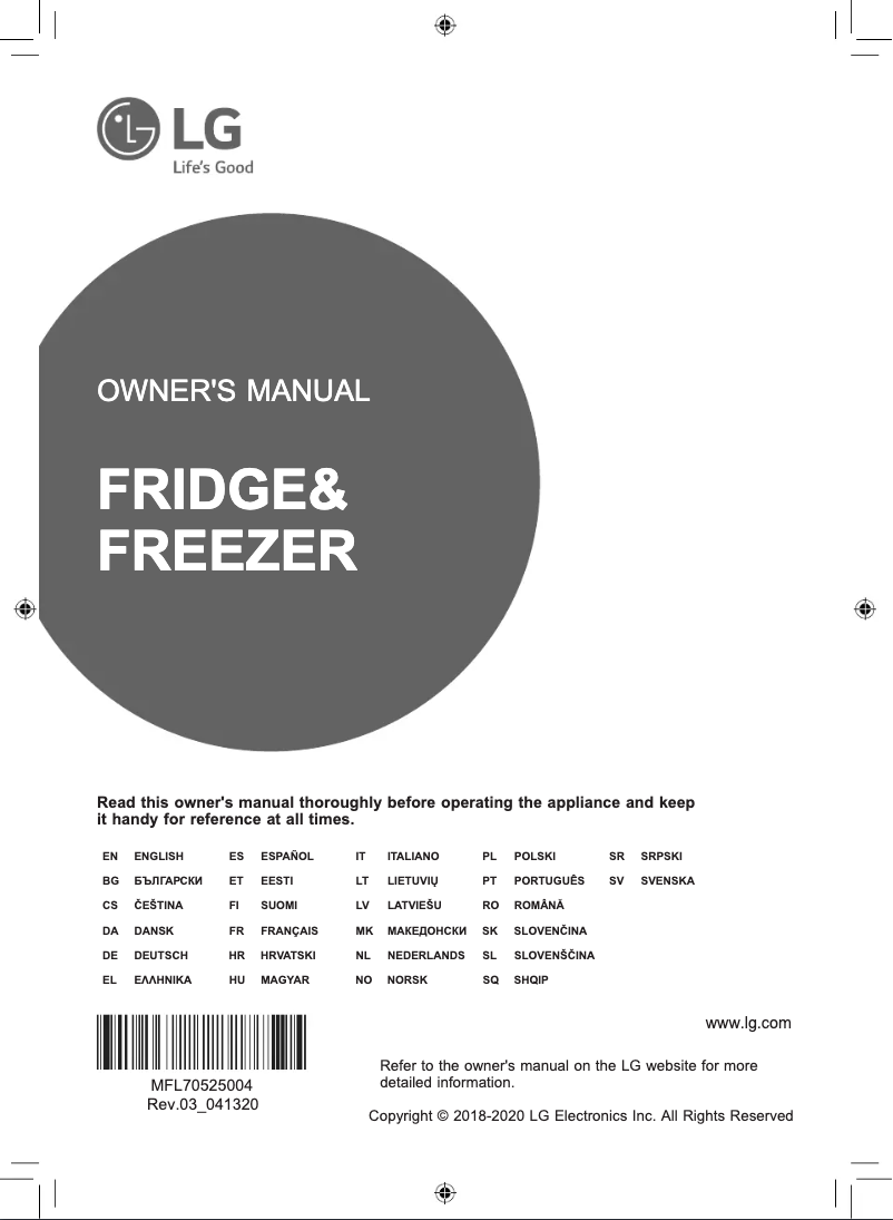 Image de la première page du manuel de l'appareil LM57SXTAF