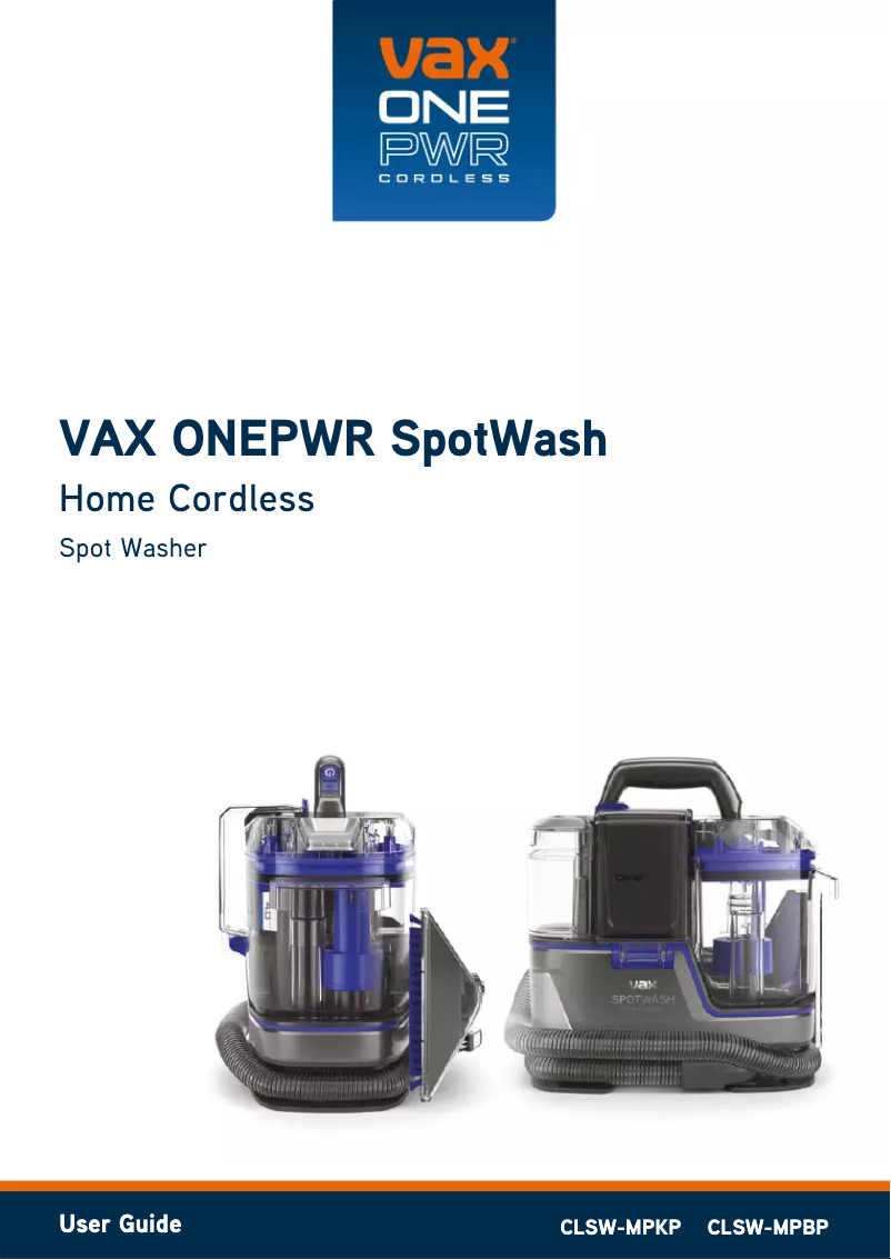 Page 1 de la notice Manuel utilisateur Vax ONEPWR SpotWash CLSW-MPKP