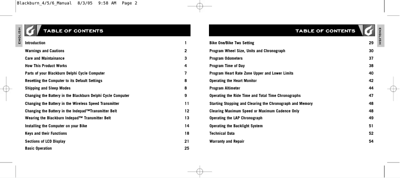 Page 1 de la notice Manuel utilisateur Blackburn Delphi 6.0