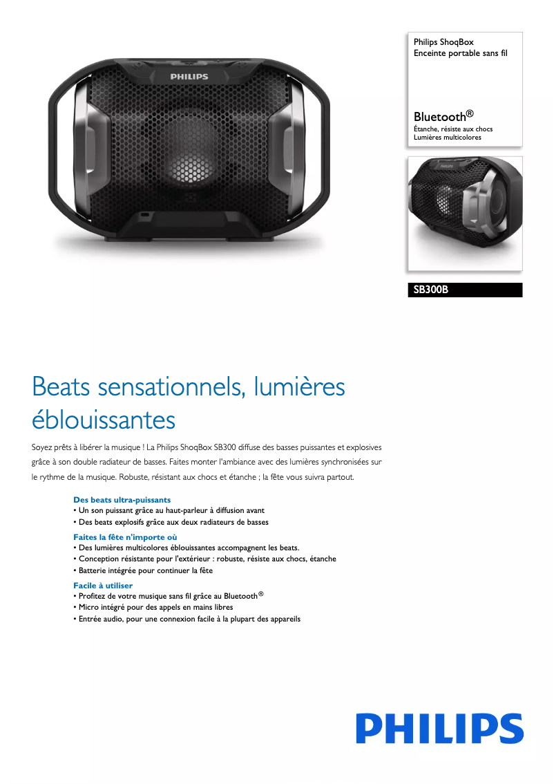 Page n°1 - Fiche technique Philips ShoqBox SB300