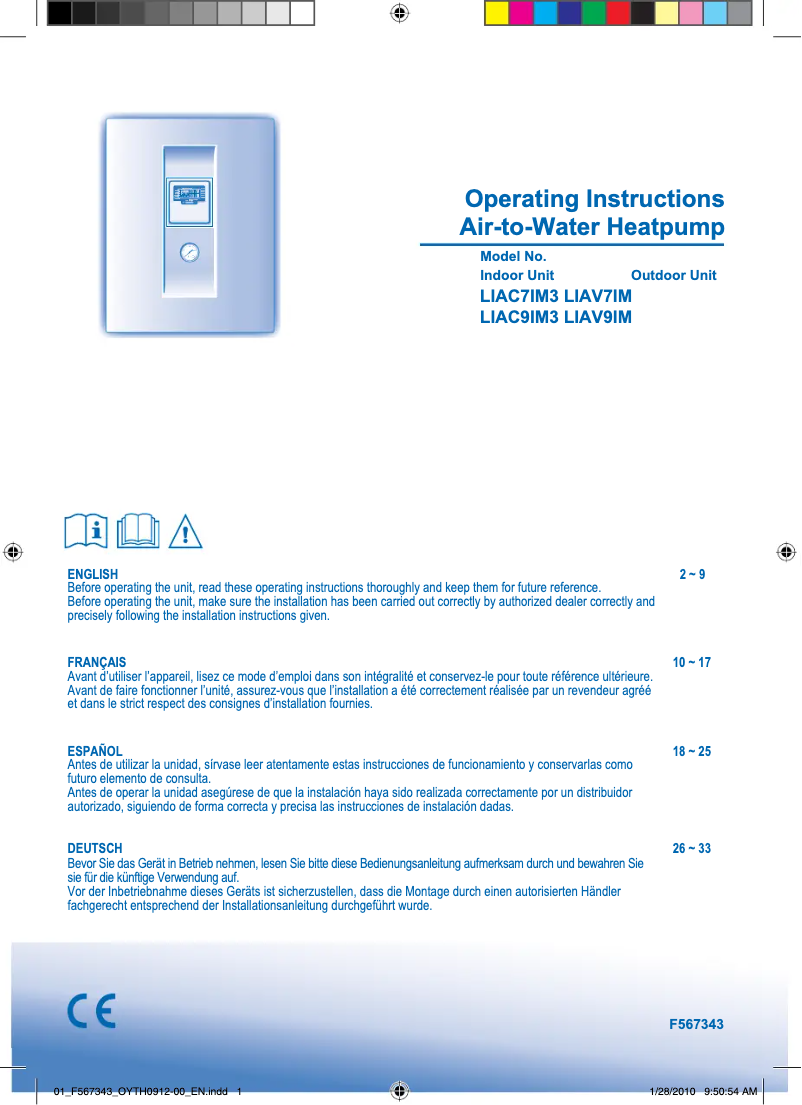 Page n°1 - Manuel utilisateur Panasonic LIAC9IM3