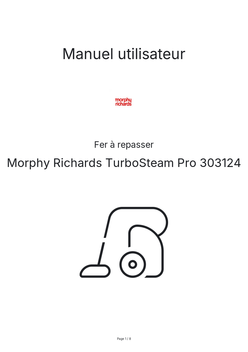 Image de la première page du manuel de l'appareil TurboSteam Pro 303124
