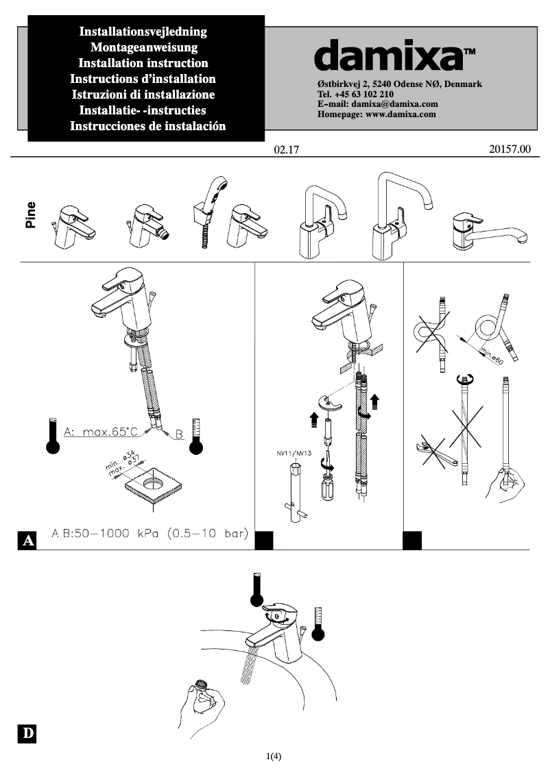 Page n°1 - Manuel utilisateur Damixa 1763000