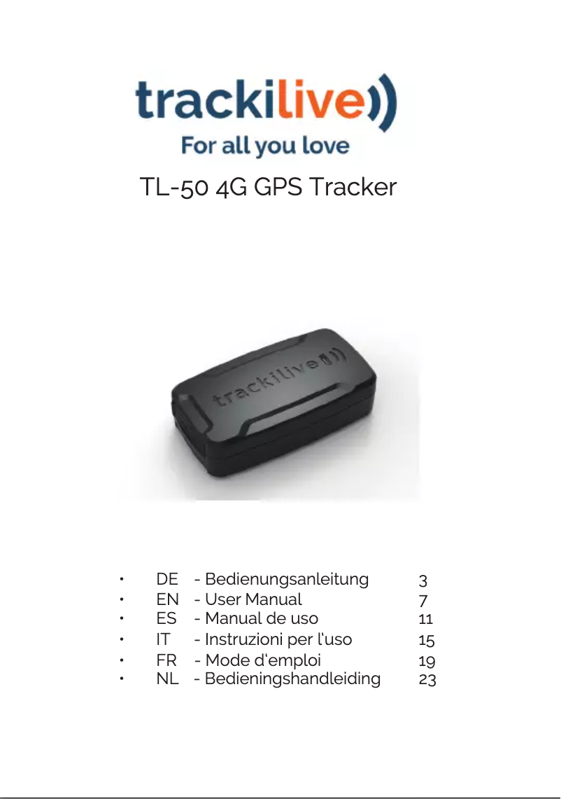 Page n°1 - Manuel utilisateur Trackilive TL-50