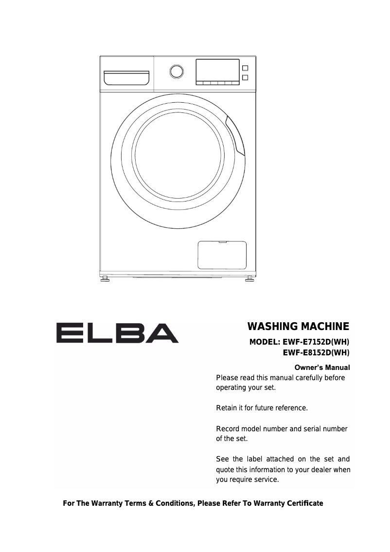 Page 1 de la notice Manuel utilisateur Elba EWF-E8152D(WH)