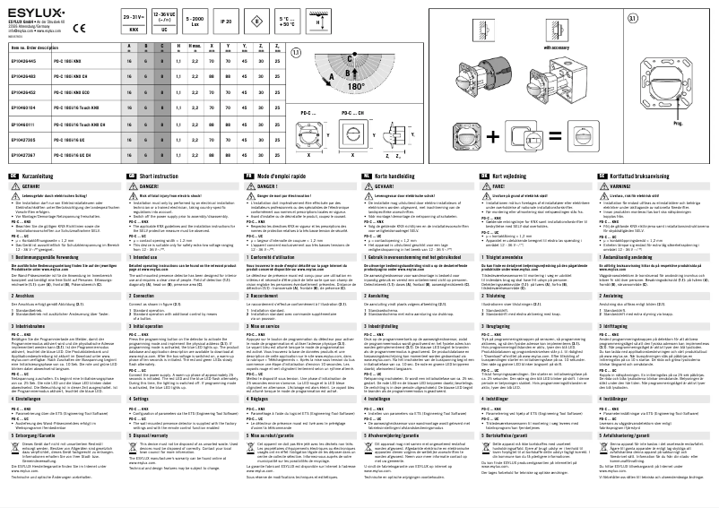 Page n°1 - Manuel utilisateur Esylux PD-C 180i KNX ECO