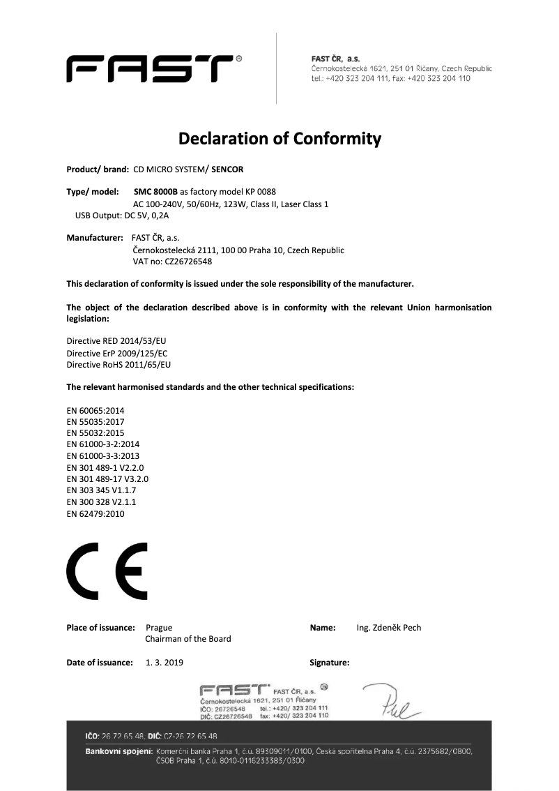 Page 1 de la notice Manuel utilisateur Sencor SMC 8000B