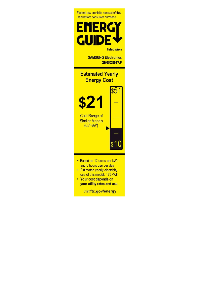 Page n°1 - Label énergétique Samsung QN65Q80TAFXZA