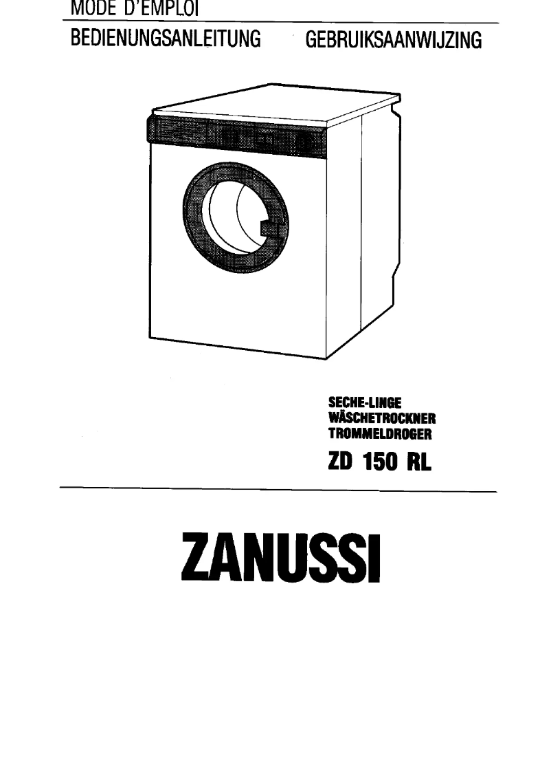 Page 1 de la notice Manuel utilisateur Zanussi Zd 150 rl