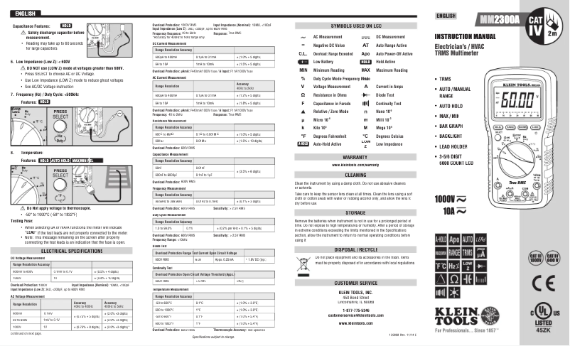 Image de la première page du manuel de l'appareil MM2300A