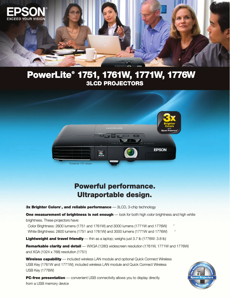 Página 1 del manual Ficha técnica Epson PowerLite 1751