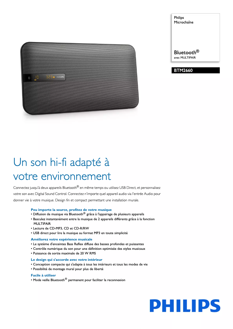 Page n°1 - Fiche technique Philips BTM2660