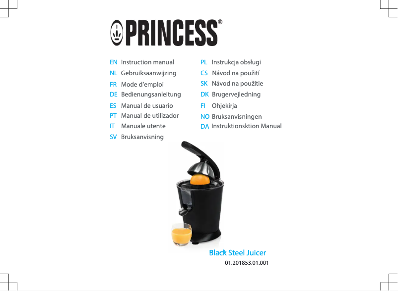 Page 1 de la notice Manuel utilisateur Princess Black Steel 201853