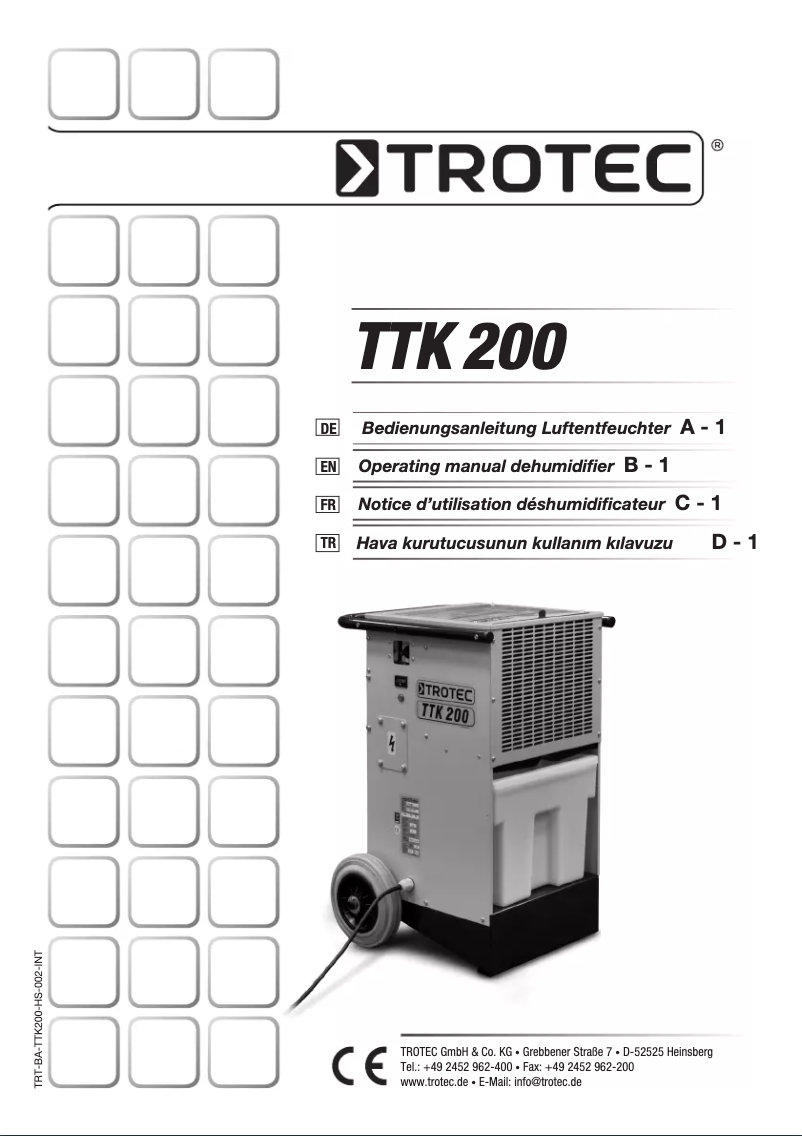 Page n°1 - Manuel utilisateur Trotec TTK 200