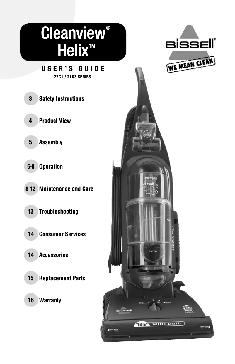 Page 1 de la notice Manuel utilisateur Bissell CleanView 22C1