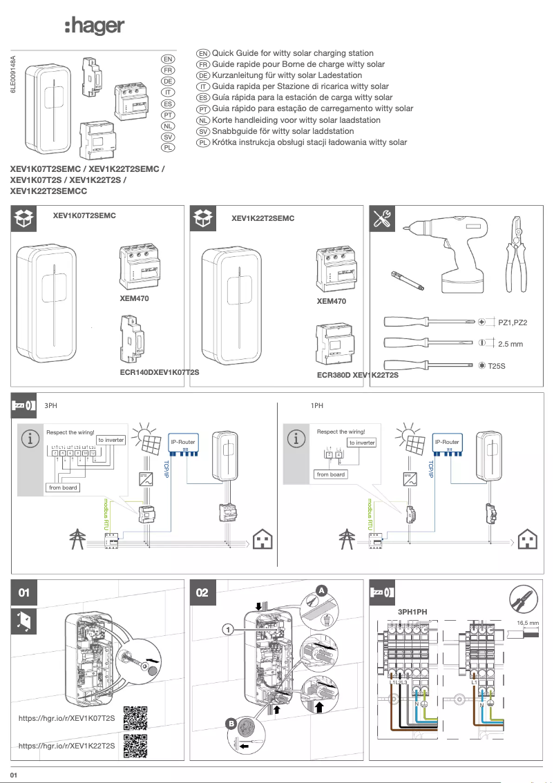 Page n°1 - Guide d'installation Hager XEV1K22T2SEMC