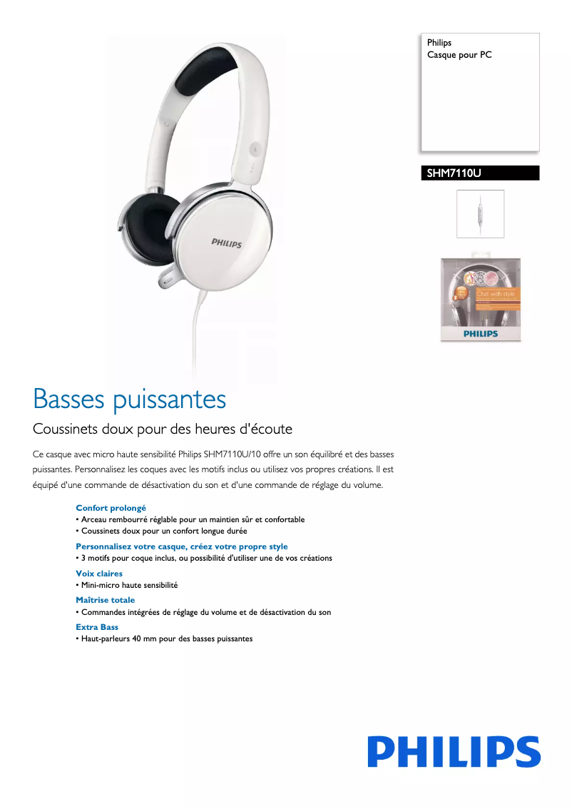 Page n°1 - Fiche technique Philips SHM7110U