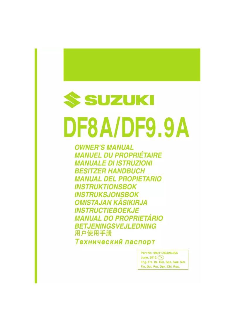 Page 1 de la notice Manuel utilisateur Suzuki DF8A