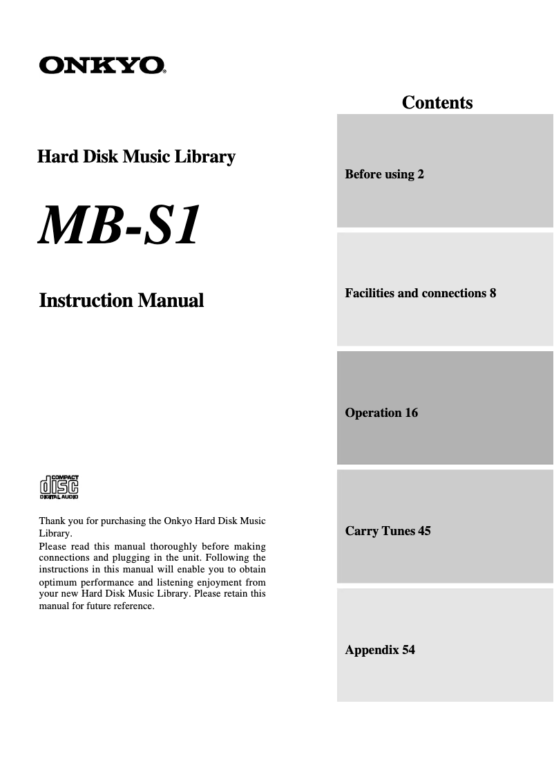 Page n°1 - Manuel utilisateur Onkyo MS-B1