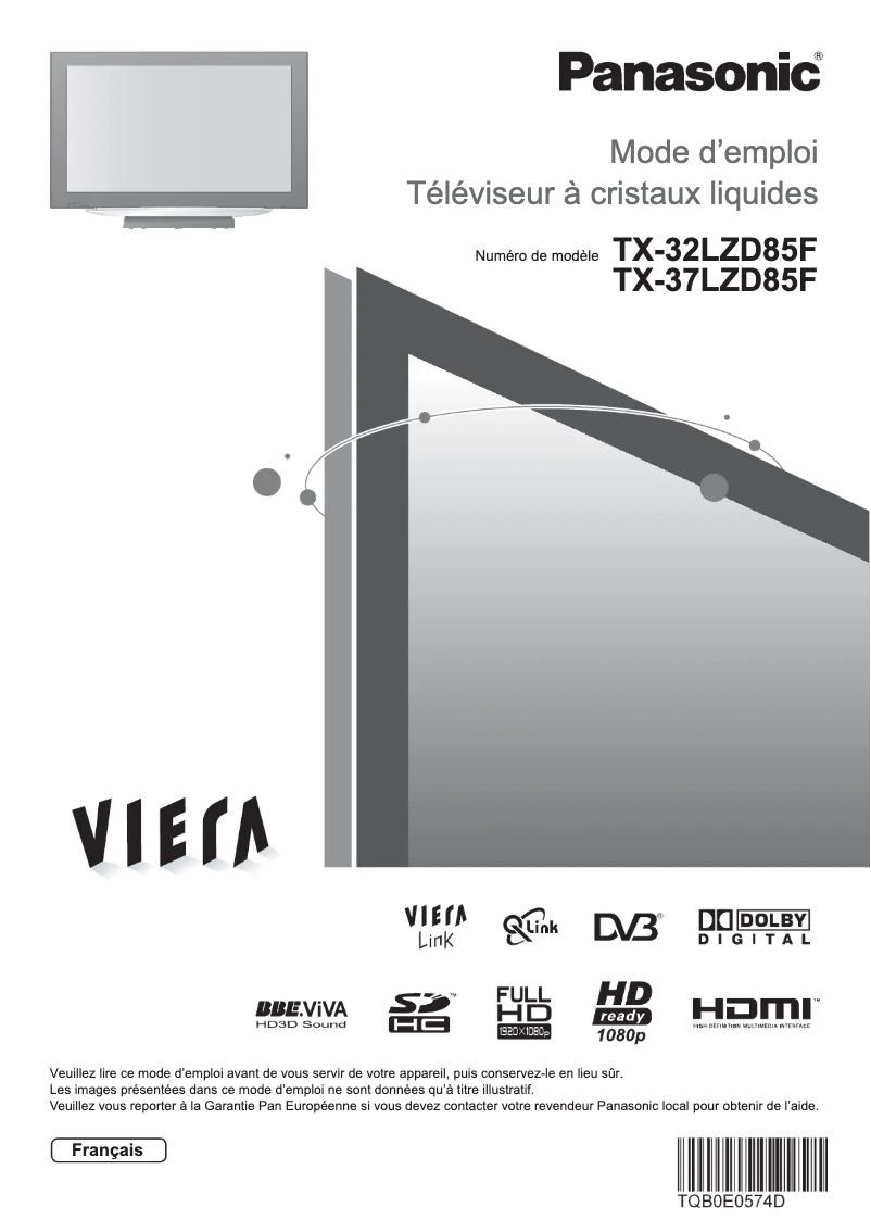 Image de la première page du manuel de l'appareil Viera TX-37LZD85F