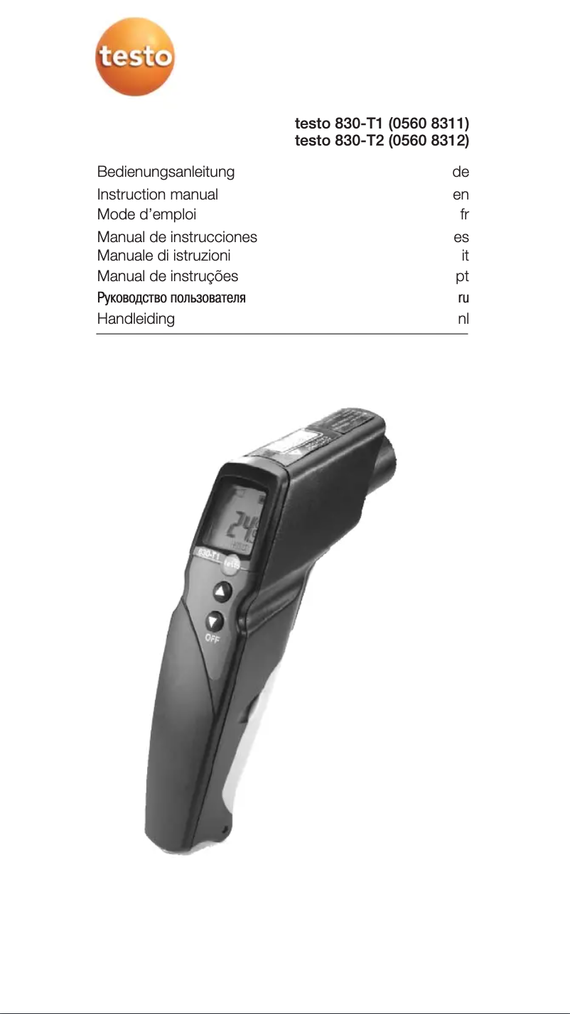 Page n°1 - Manuel utilisateur Testo 830-T1