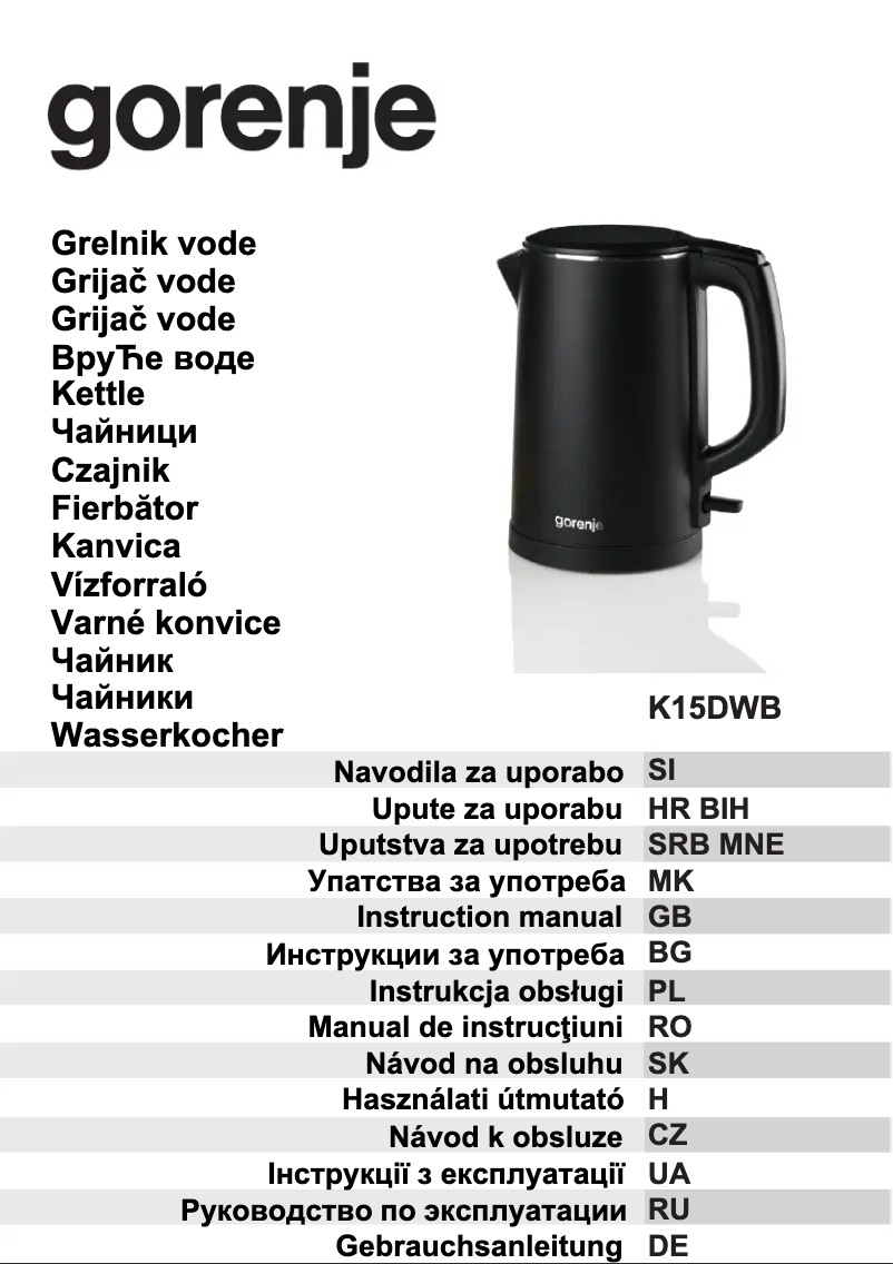 Page 1 de la notice Manuel utilisateur Gorenje K15DWB