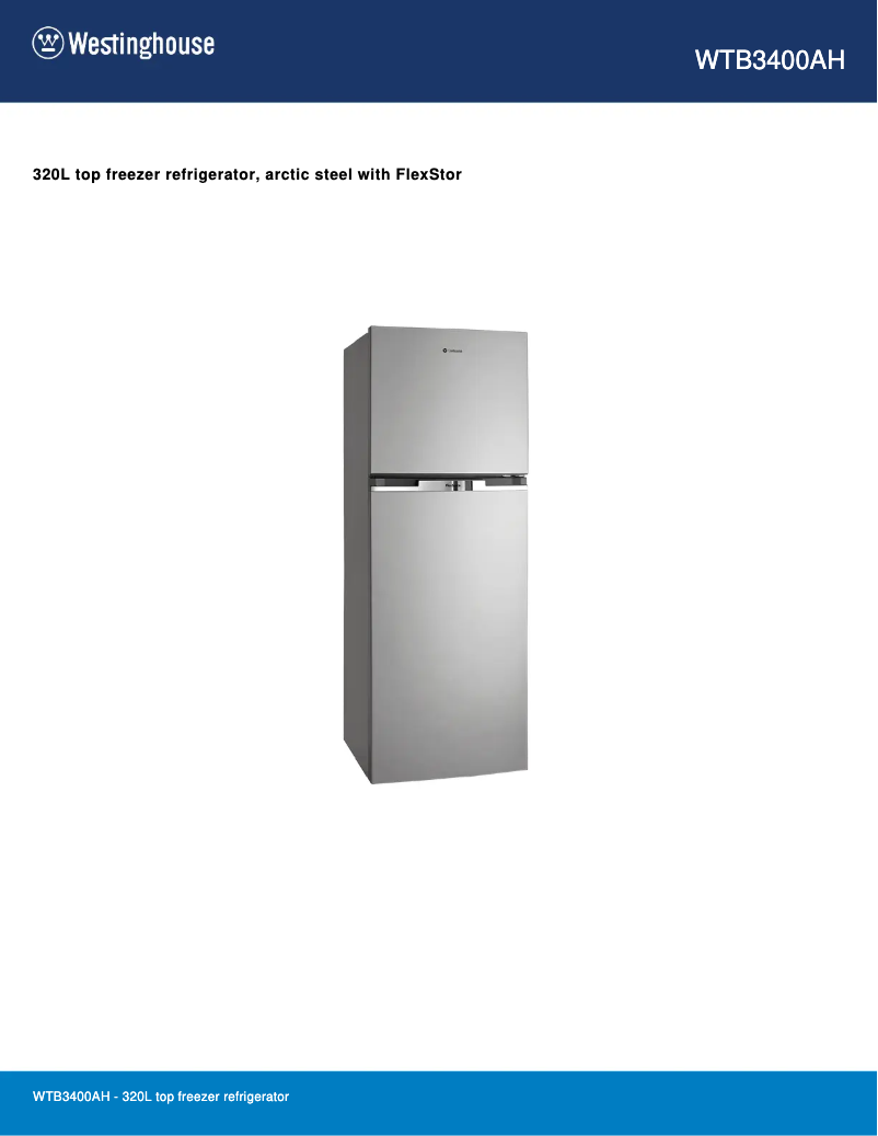 Page 1 de la notice Fiche technique Westinghouse WTB3400AH