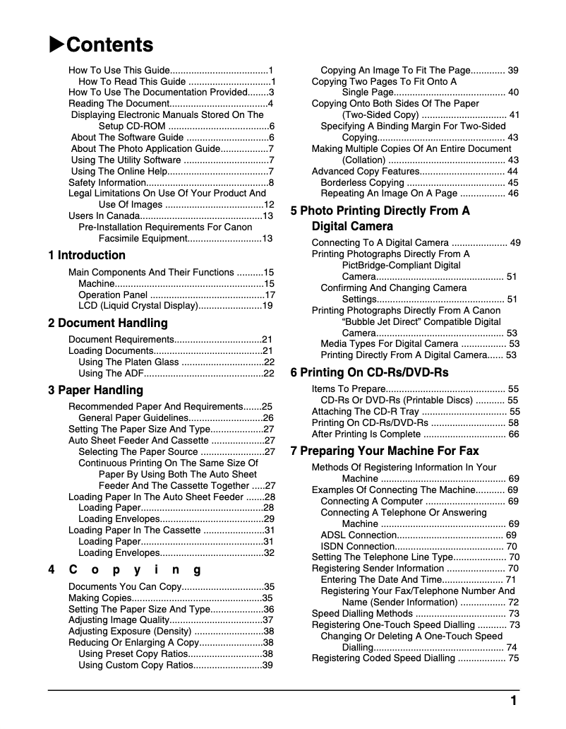 Page n°1 - Manuel utilisateur Canon PIXMA MP780