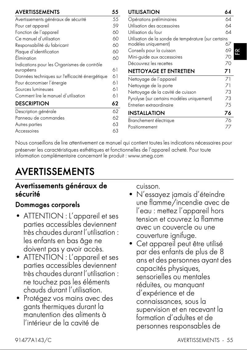 Page n°1 - Manuel utilisateur Smeg Victoria SOP6900TN