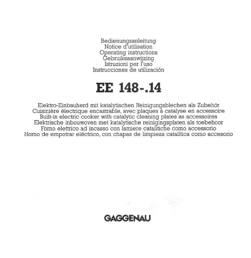 Página 1 del manual Manual de usuario Gaggenau EE 148 114