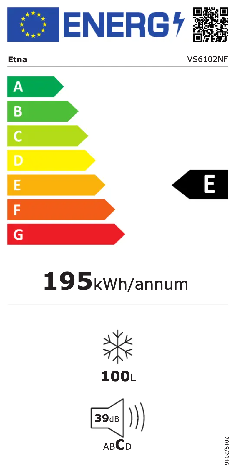 Page n°1 - Label énergétique Etna VS6102NF