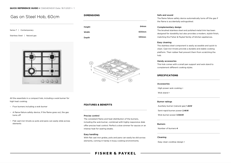 Image de la première page du manuel de l'appareil CG604DNGX1