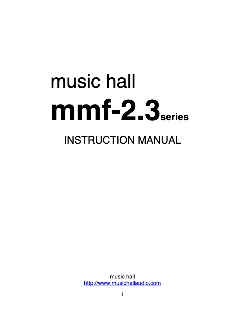 Page n°1 - Manuel utilisateur Music Hall mmf-2.3