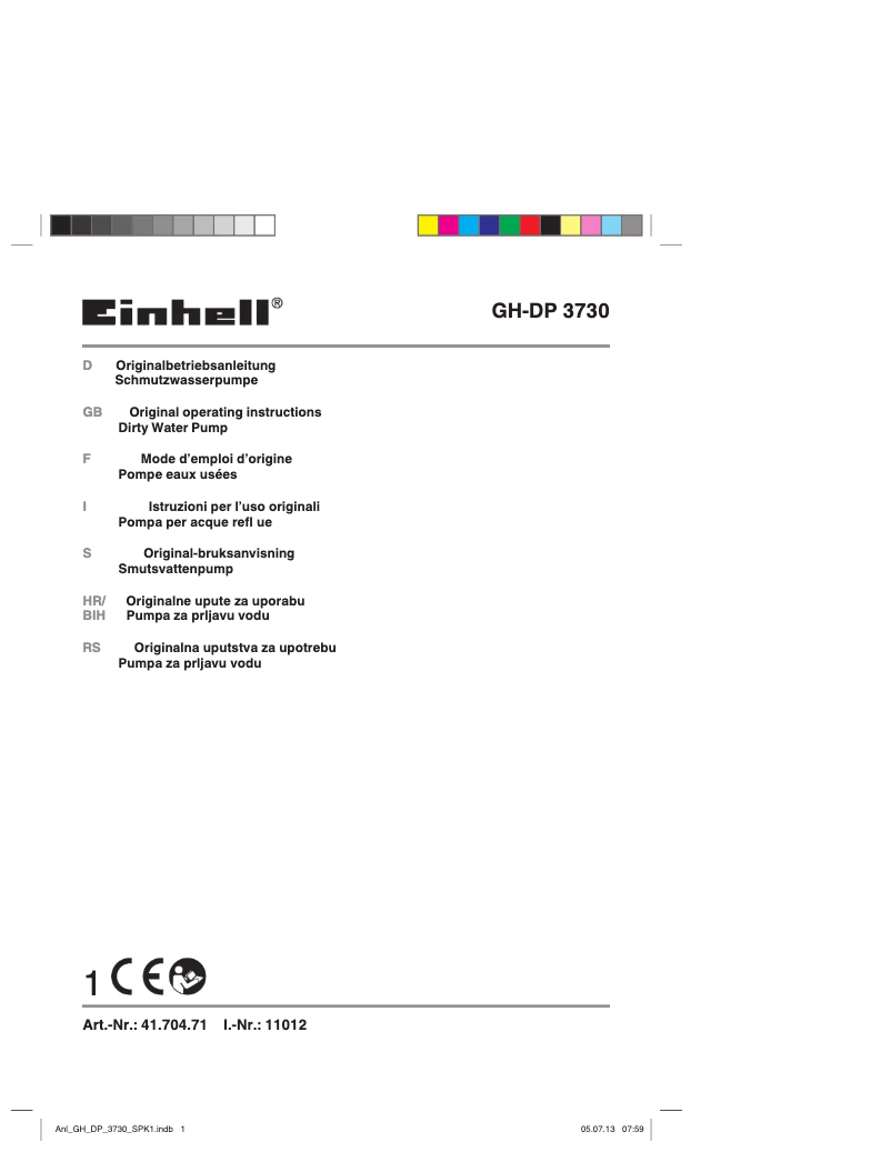 Image de la première page du manuel de l'appareil GH-DP 3730