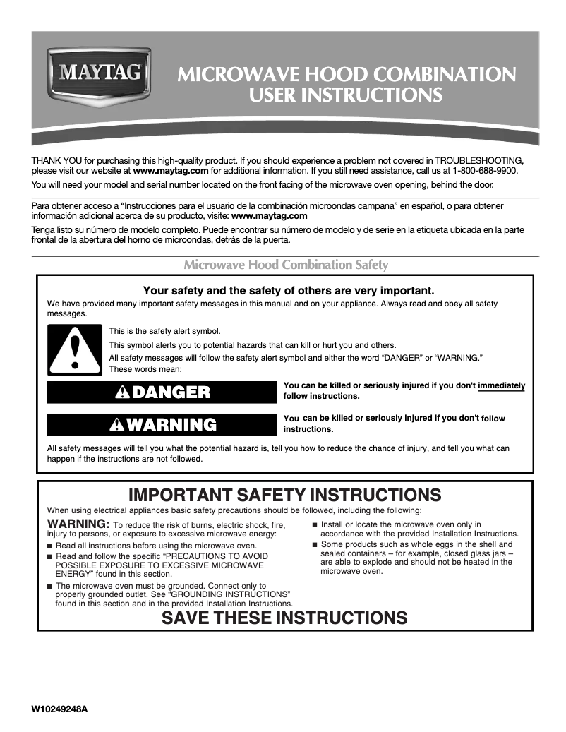 Page 1 de la notice Manuel utilisateur Maytag MMV4203WS