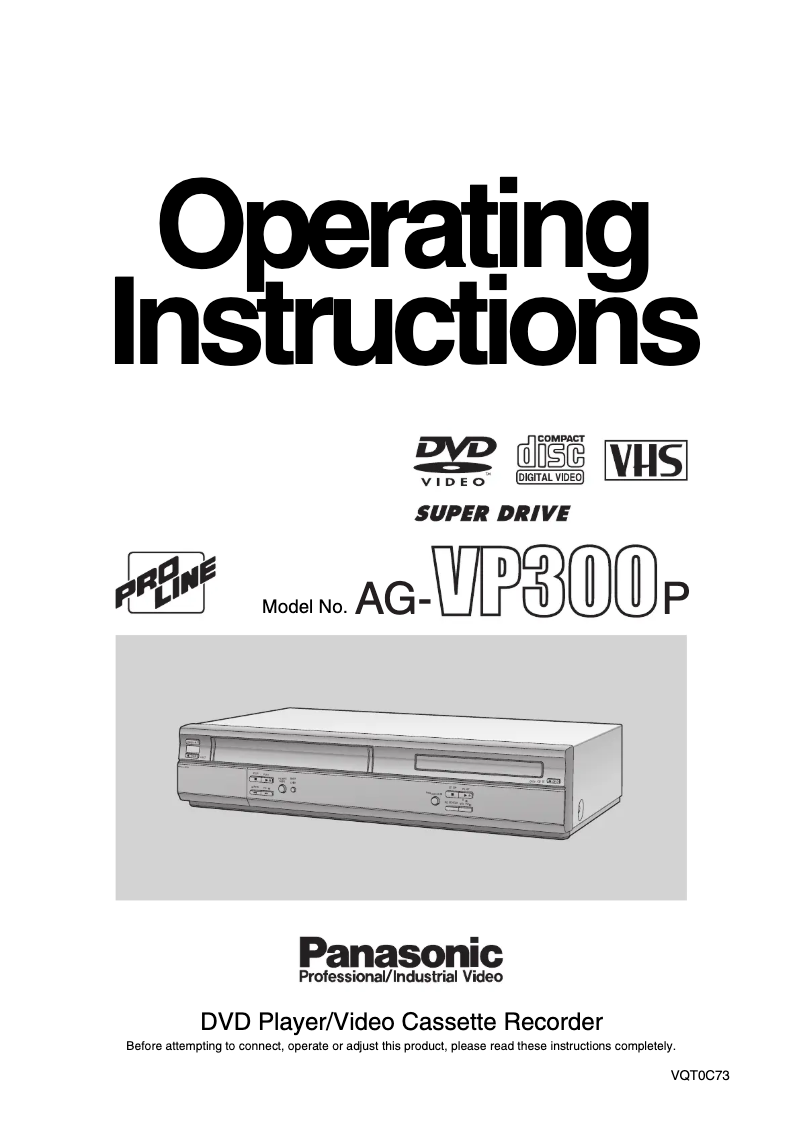 Page 1 de la notice Manuel utilisateur Panasonic ProLine AG-VP300P