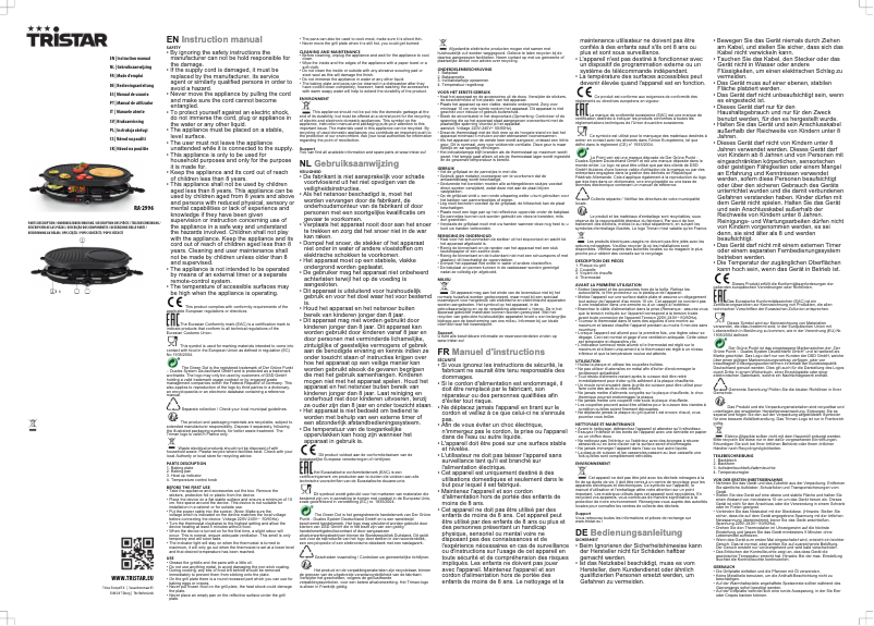 Page 1 de la notice Manuel utilisateur TriStar RA-2996