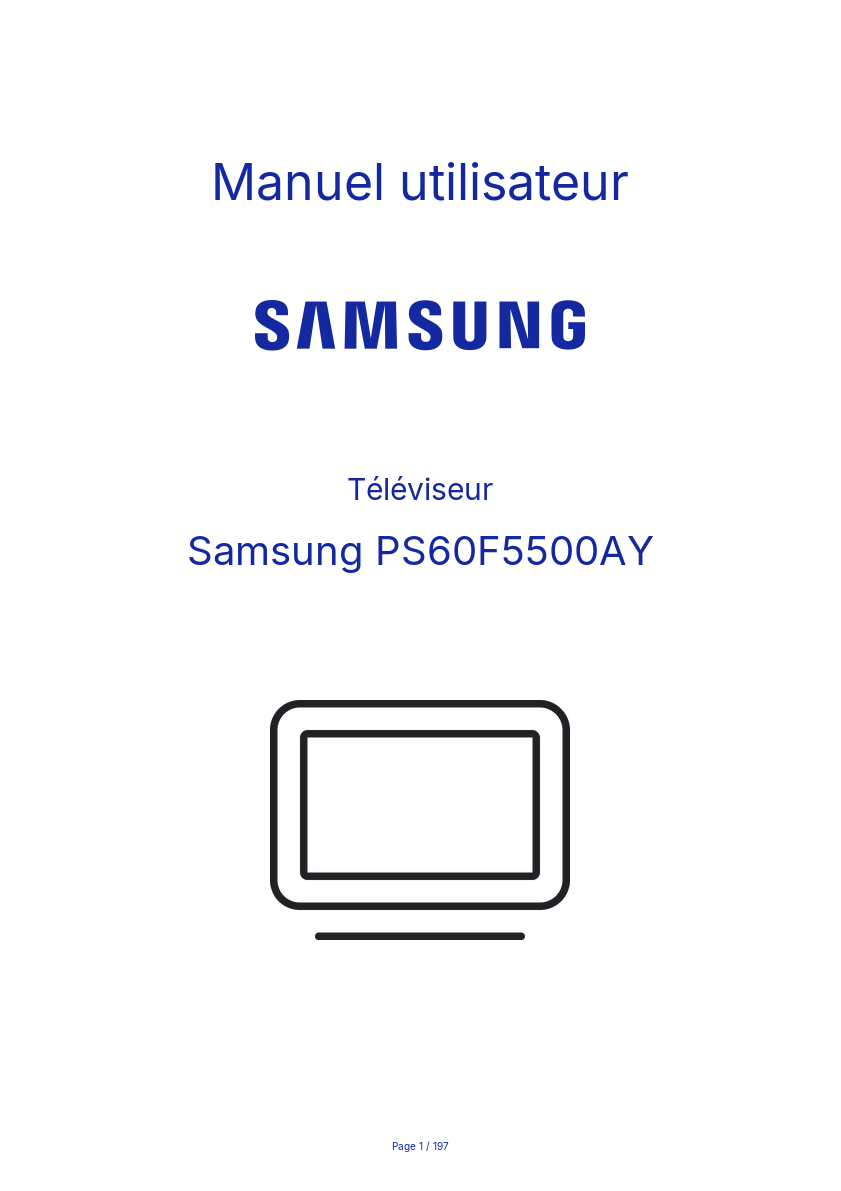 Page n°1 - Manuel utilisateur Samsung PS60F5500AY