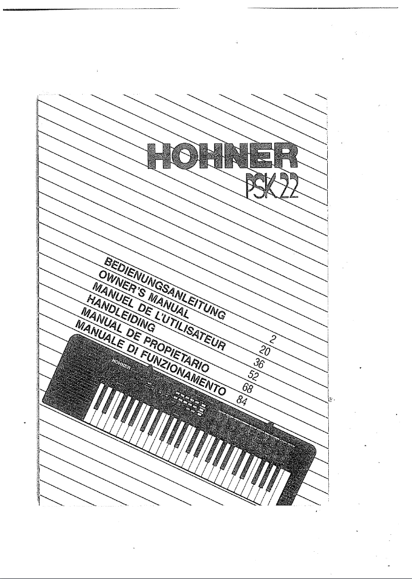 Page n°1 - Manuel utilisateur Hohner PSK 22