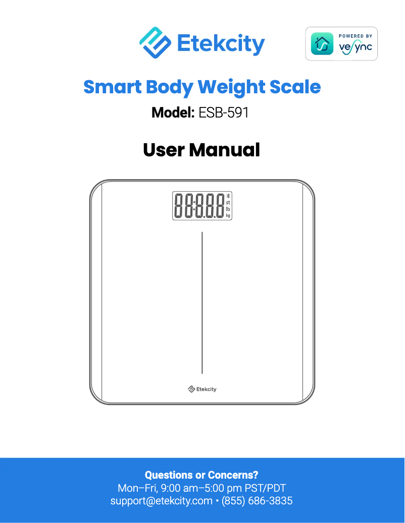 Page 1 de la notice Manuel utilisateur Etekcity ESB-591