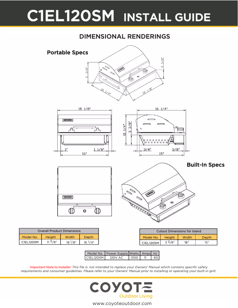 Image de la première page du manuel de l'appareil C1EL120SM