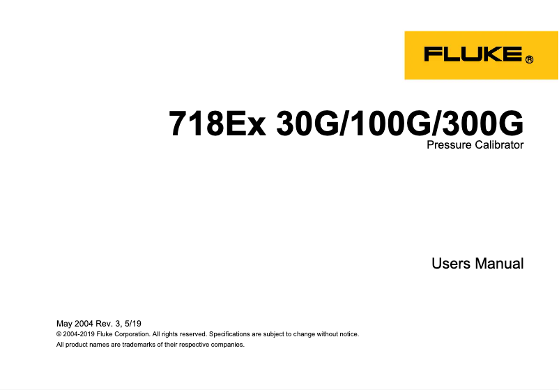 Page n°1 - Instructions de sécurité Fluke 718Ex