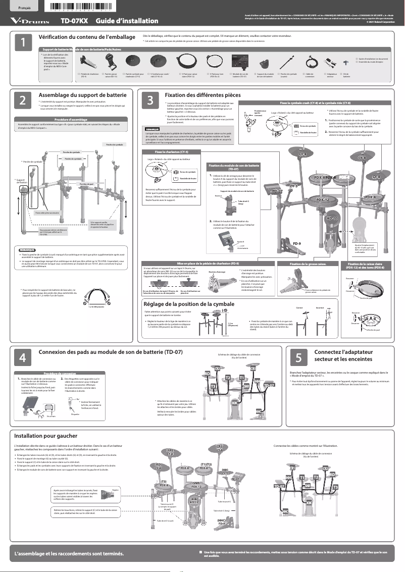 Page n°1 - Guide d'installation Roland TD-07KX