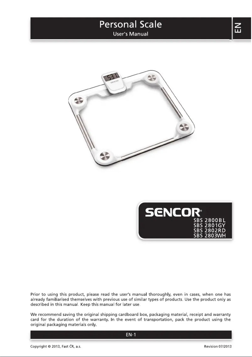 Image de la première page du manuel de l'appareil SBS 2800BL