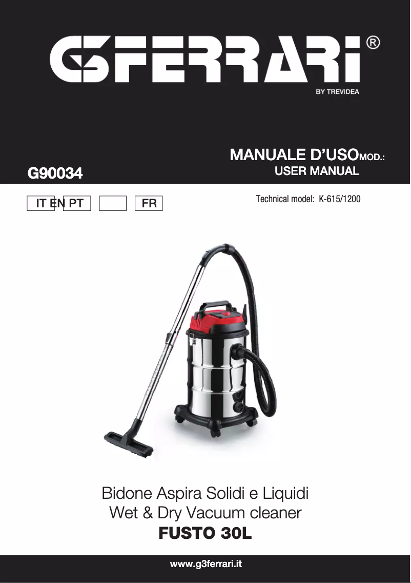 Image de la première page du manuel de l'appareil Fusto 30L G90034