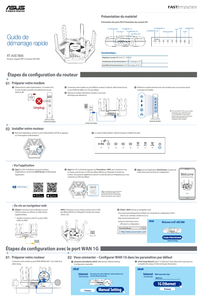 Page n°1 - Guide de démarrage rapide Asus RT-AXE7800