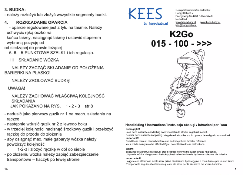 Image de la première page du manuel de l'appareil K2 Go